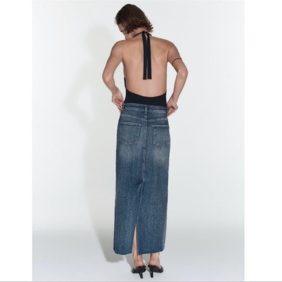 Midi/Maxi back slip stretch denim pencil skirt - Picture 6 of 9